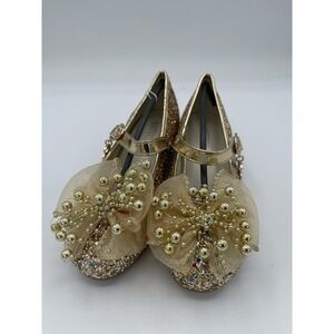Girl Glitter Princess Low Heel Fancy Party Dress Up Shoes Size 9